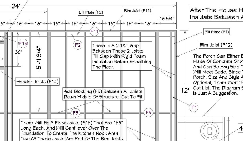 This partial view of plan sheet #4 is showing the floor framing