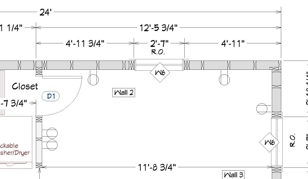 This partial view sheet #3 shows where each window, door, and stud will go. 